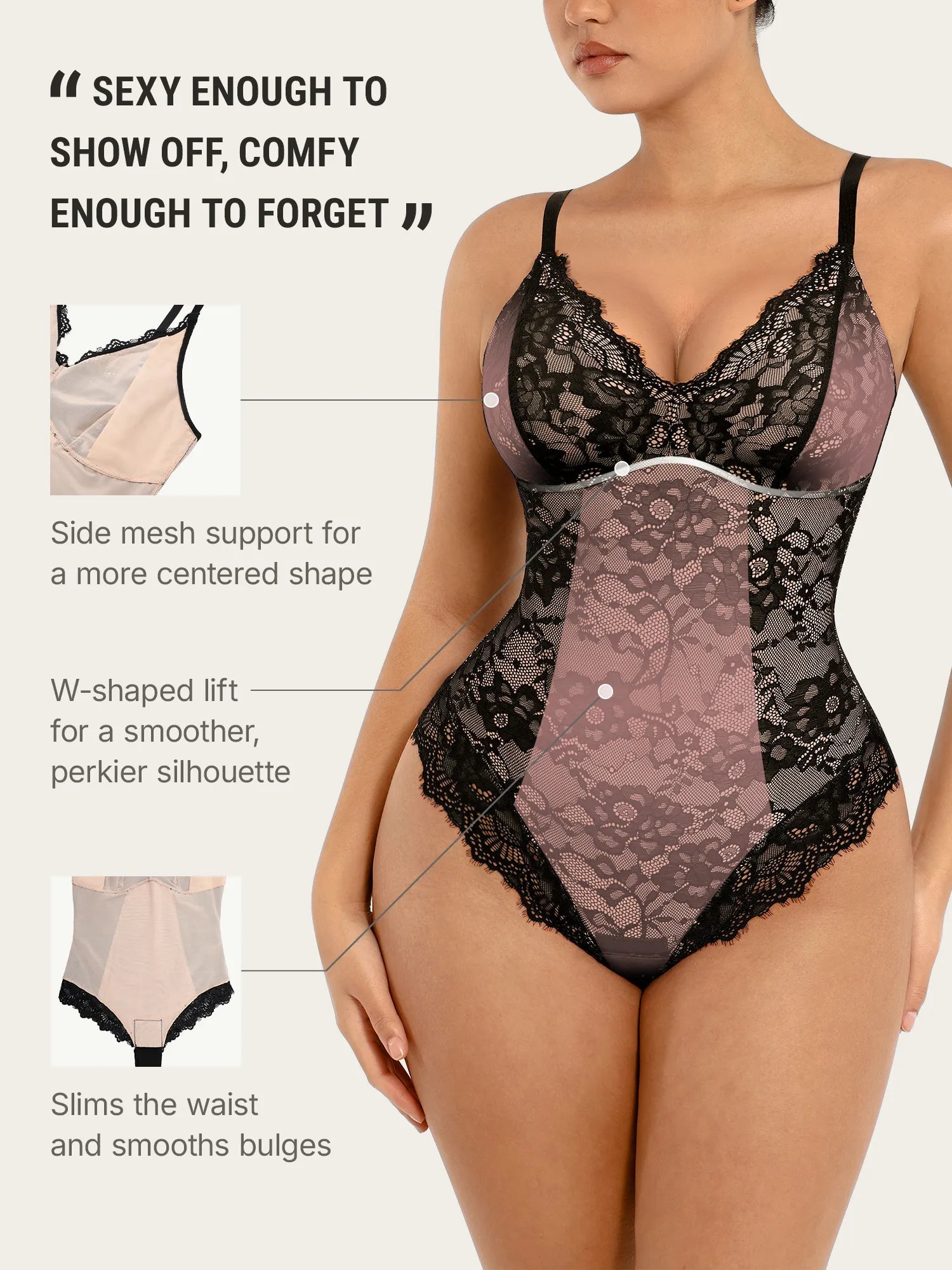 Lace V Neck Full Bodysuit