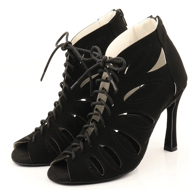 Women's Black Customized Heel Dance Boots Salsa JazDance Shoes