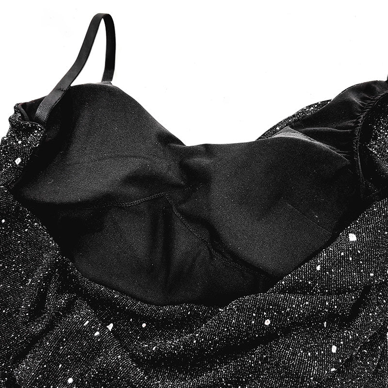 YJFY Women's Black Tassel Latin Dance Dress Dance Wear Training Performance Dress