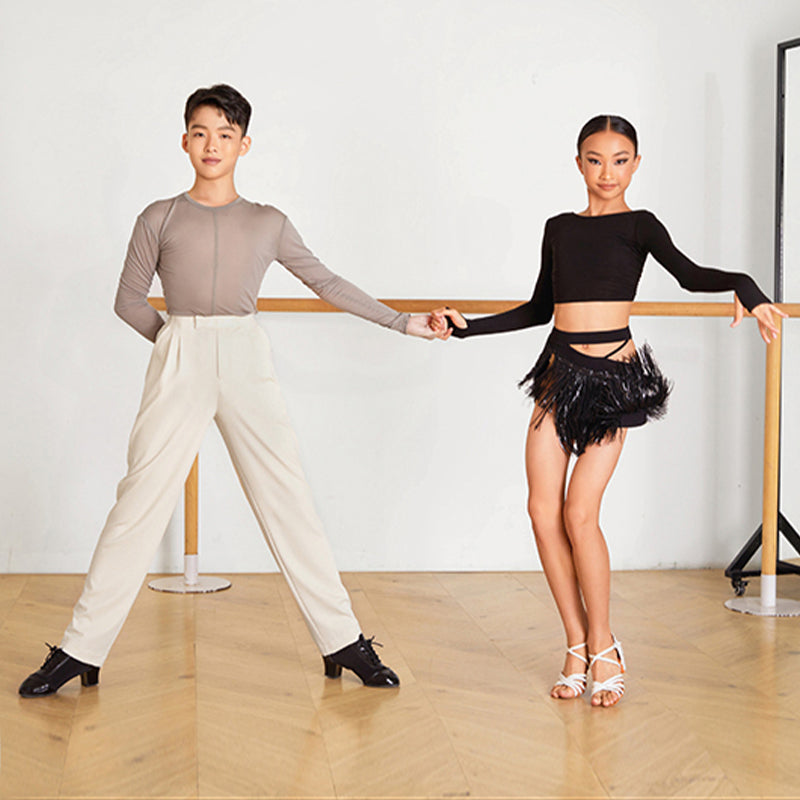 Girls Black Long-sleeved Dance Practice Tops Dancewear