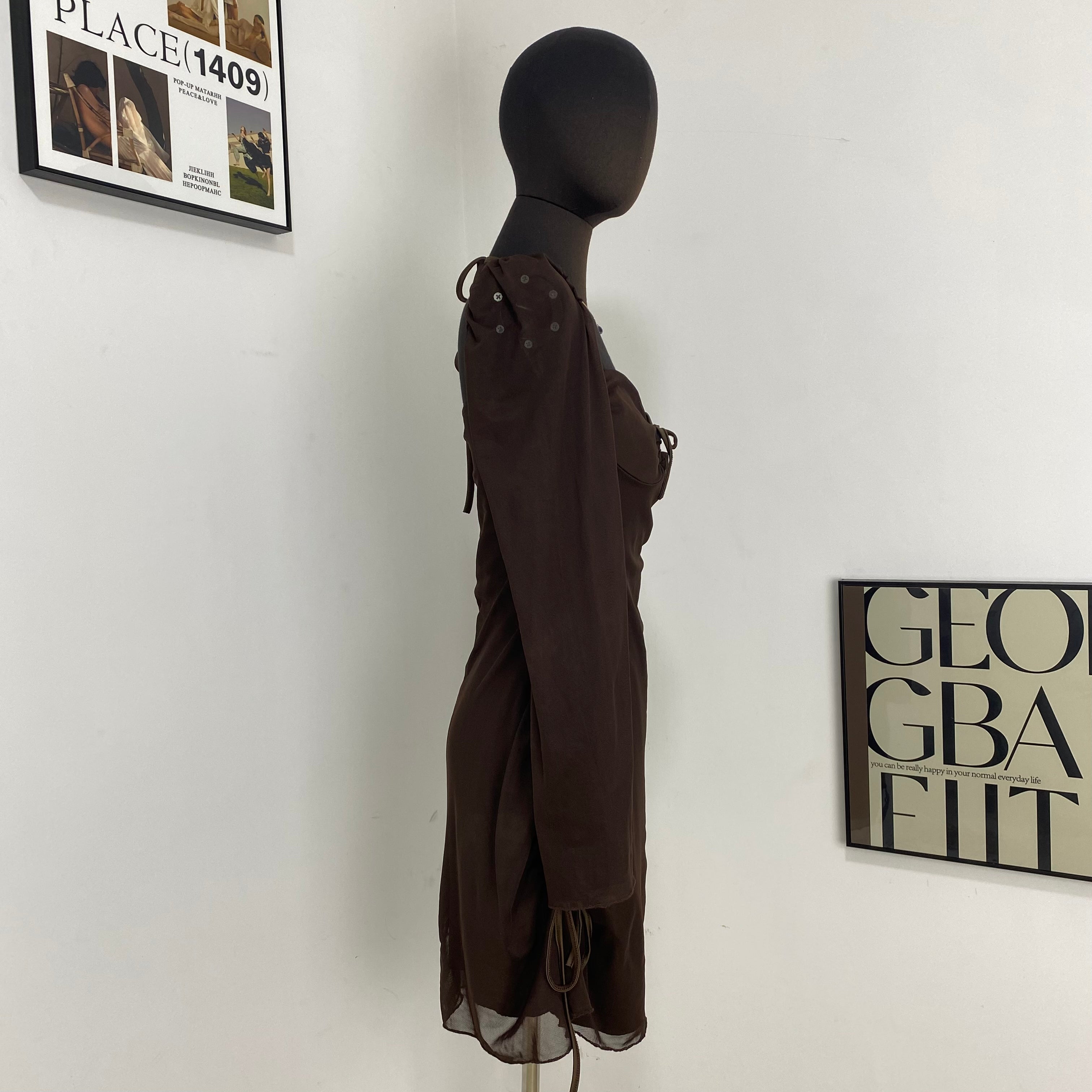 Solid Color Fitted Waist Link Dress