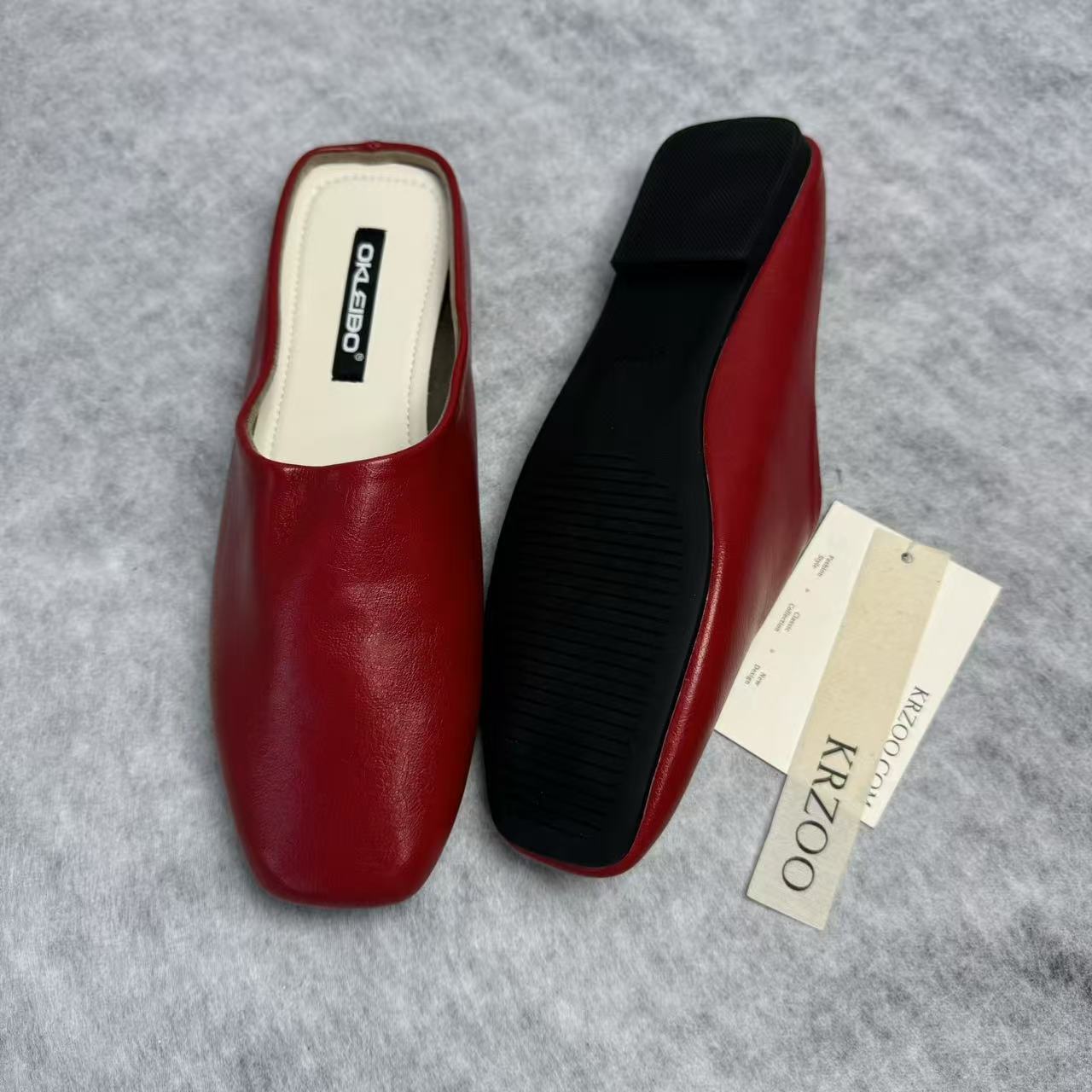 Soft leather-covered head slippers with half-soles