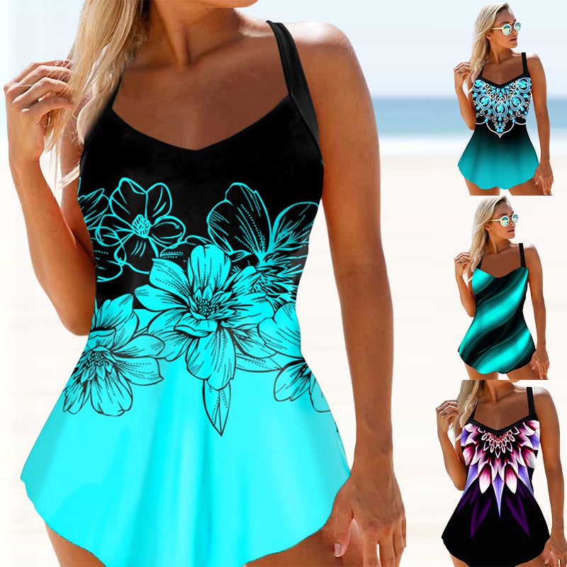 Women Plus Size Beachwear Swim Tankini Monokini Swimwear Two Pieces Swimsuits Womens Tankinis Printed Beach Summer Swimdress