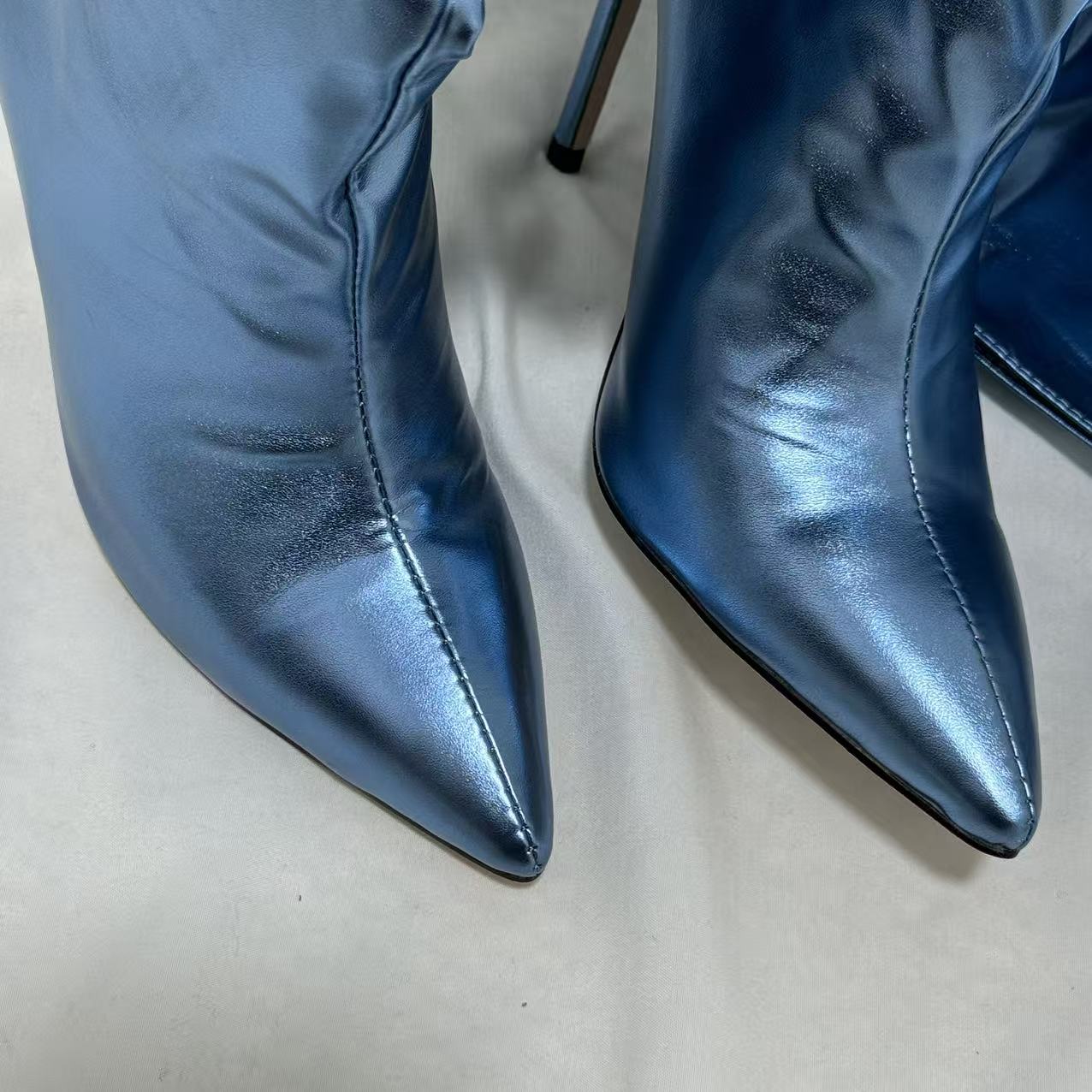 Ruched Pointed-Toe Over-the-Knee Boots