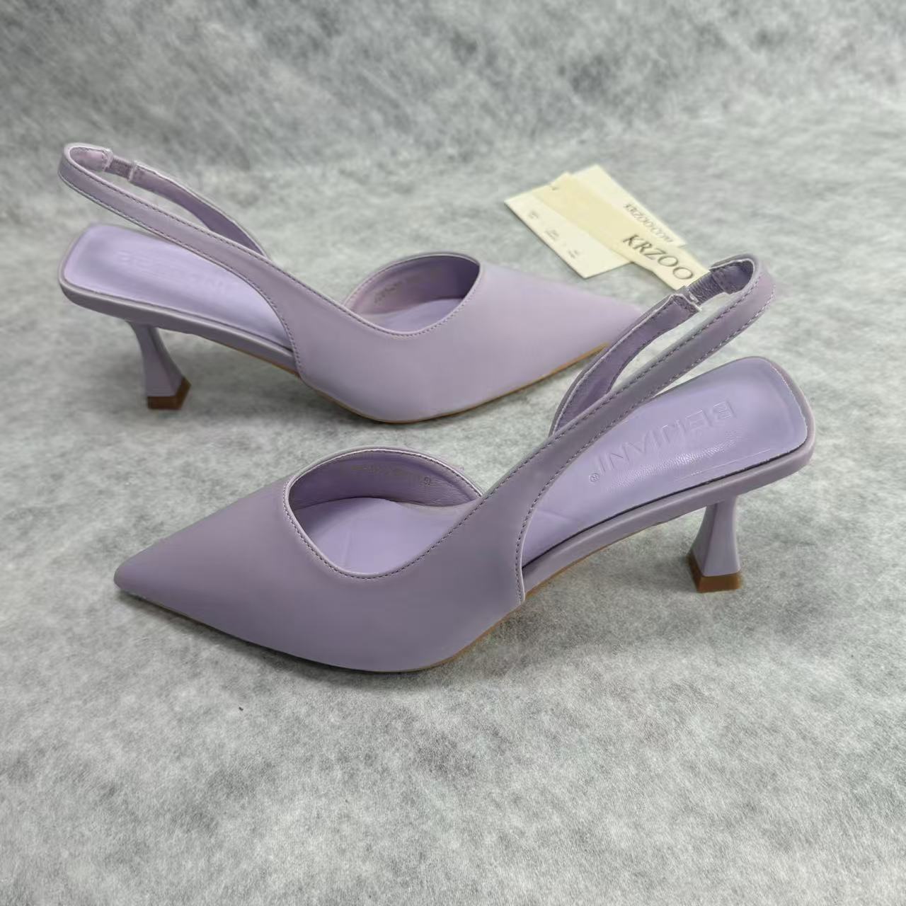 Baotou low-heeled pointed-toe high-heeled shoes