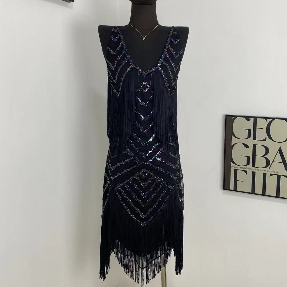 Strappy Sequined Evening Gown