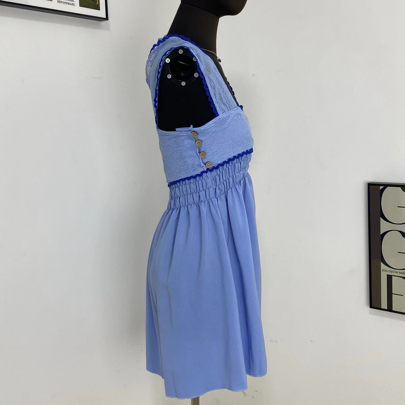 Square Neck Pleated Dress