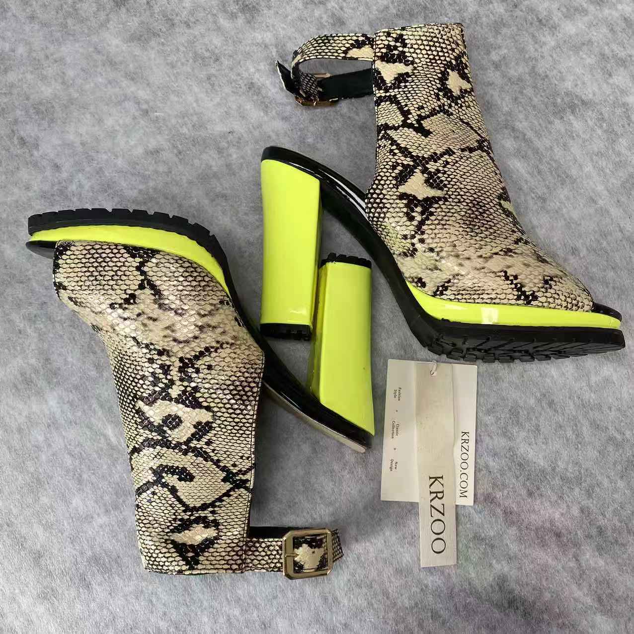 Leopard print waterproof platform high heel