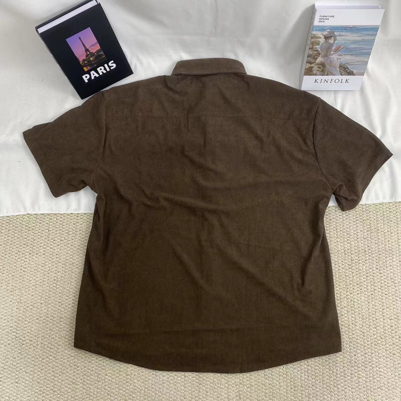 Letter Embroidered Corduroy Shirt