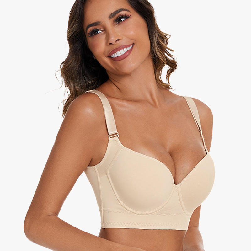Smoothing Back Push-Up Enhancing Bra-Beige