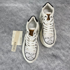 Soft leather hollowed-out platform shoes