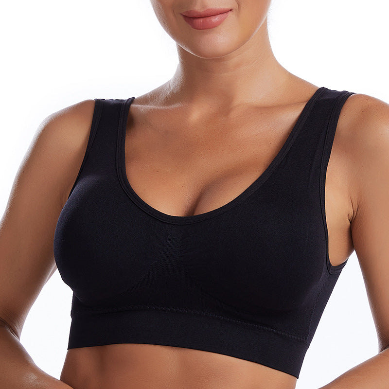 Running shockproof gathered beautiful back large size no steel ring bra