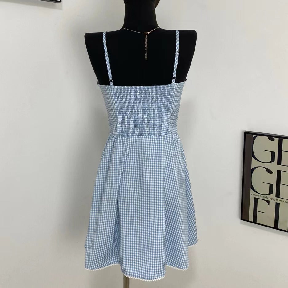Sweet Plaid Yarn-Dyed Slip Dress