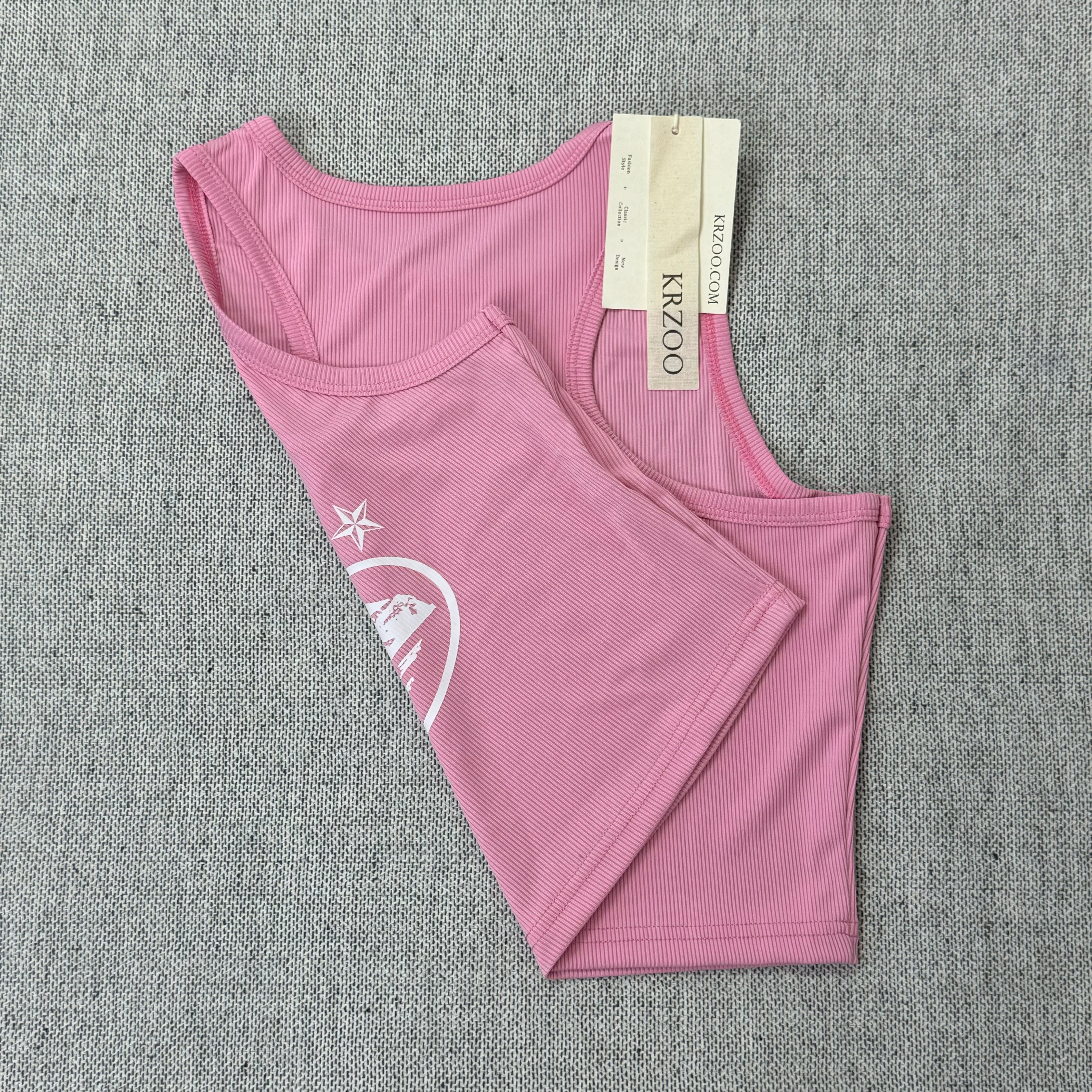 Strap-printed sports tank top
