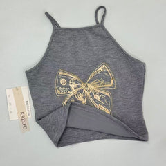 Embroidered printed undershirt with straps