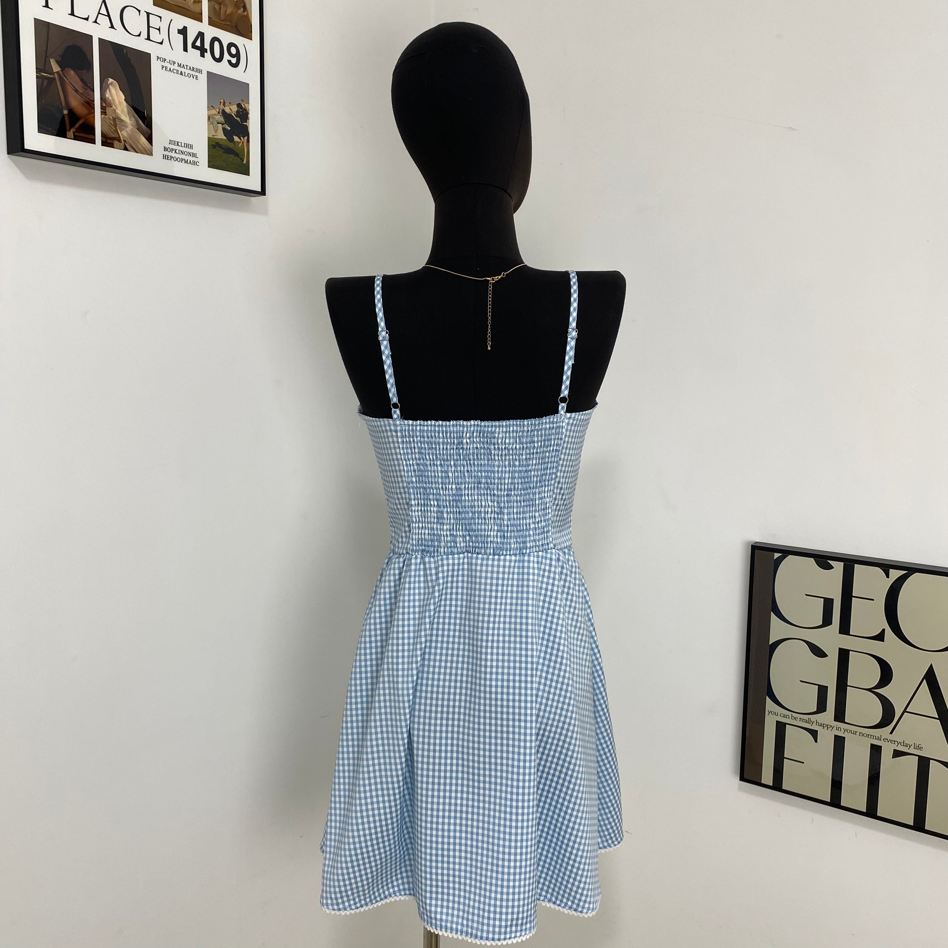 Sweet Plaid Yarn-Dyed Slip Dress