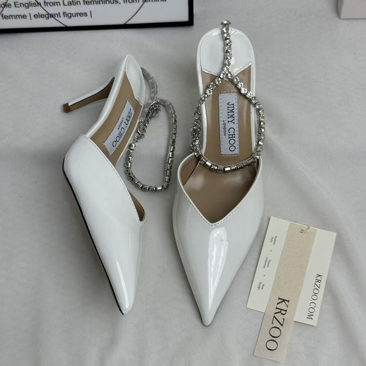 French-style chain beaded high-heeled shoes
