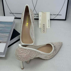 Lace netting platform heels