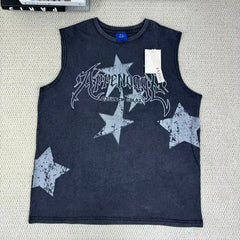 Star-shaped letter printed short-sleeved T-shirt