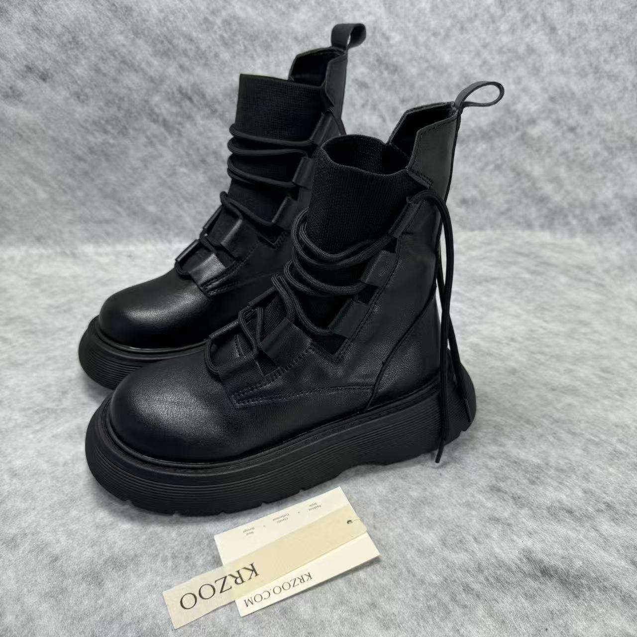 Knitted patchwork Martin ankle boots