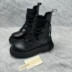 Knitted patchwork Martin ankle boots