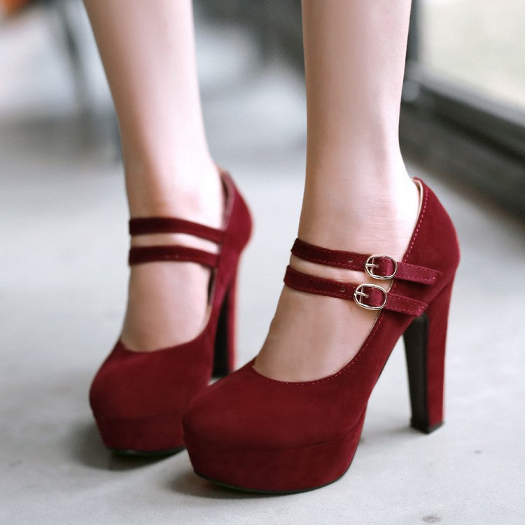 Double Ankle Strap Heel Pumps