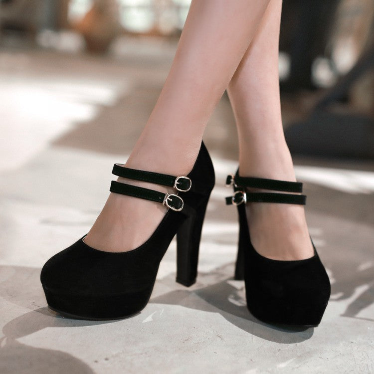 Double Ankle Strap Heel Pumps