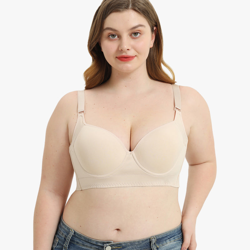 Smoothing Back Push-Up Enhancing Bra-Beige