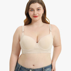 Smoothing Back Push-Up Enhancing Bra-Beige