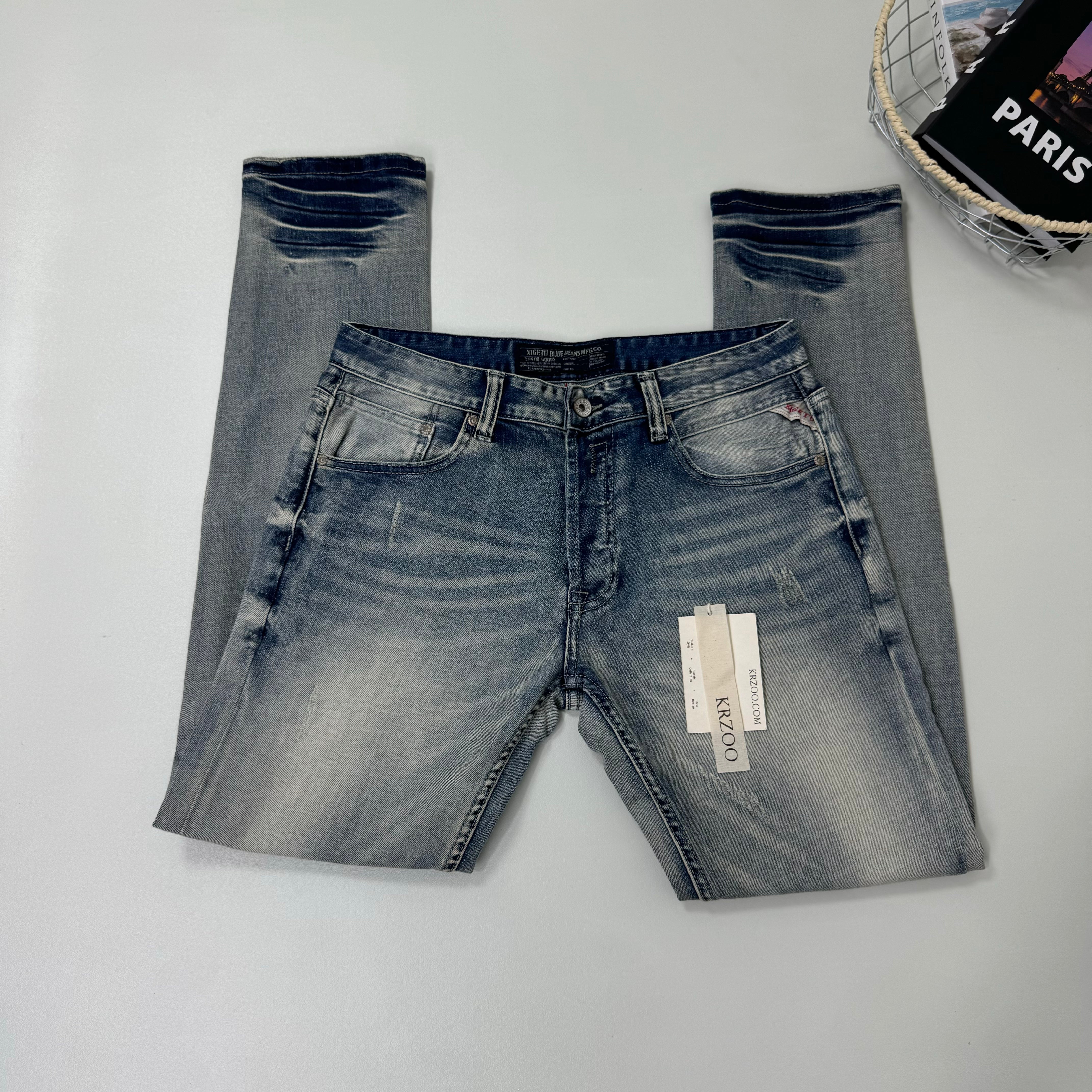 Washable micro-flare stretch slim-fit jeans