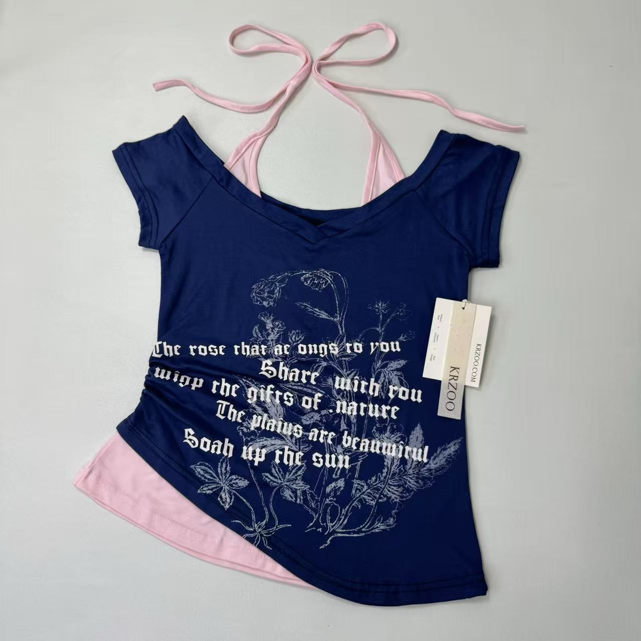 Two-piece off-the-shoulder short-sleeved T-shirts