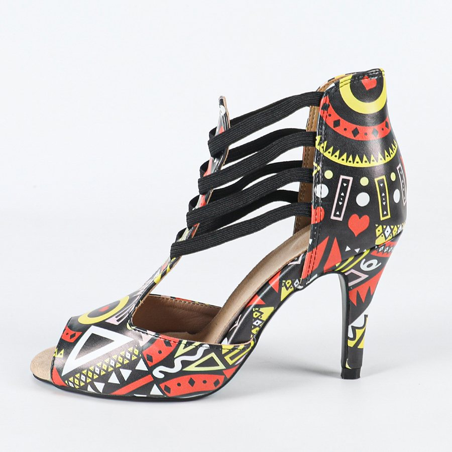Women's Leatherette Customized Heel Rubber Sole Salsa Shoes Dance Boots Ballroom Dance Shoes