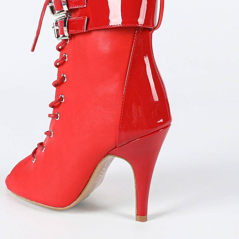 Women's Red Rubber Sole Customized Heels Dance Boots JazSalsa Street Sole Dancing Shoes
