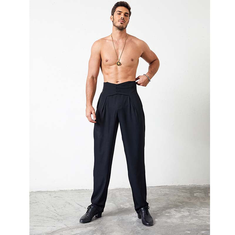 Men's Retro High-Waisted Dance Pants Latin Dance Practice Clothes