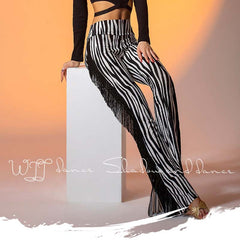 Women's High-waist Tassels Latin Dancewear Training Performance Dance Pants
