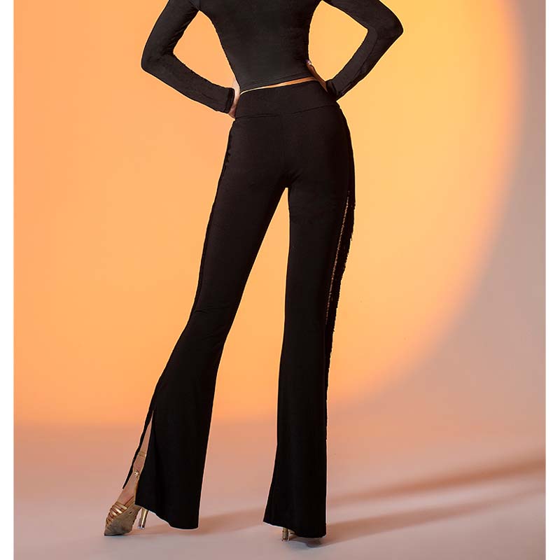 Women's High-waist Tassels Latin Dancewear Training Performance Dance Pants