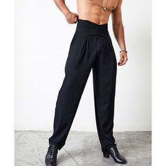 Men's Retro High-Waisted Dance Pants Latin Dance Practice Clothes
