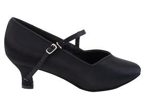 Women's Black Satin Customized Heel Modern Ballroom Dance Shoes