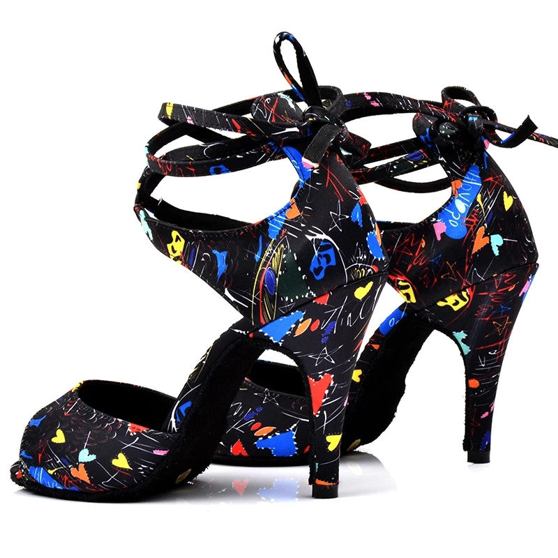 Women's Satin Customized Heel Latin Shoes Salsa Shoes Ballroom Dance Shoes
