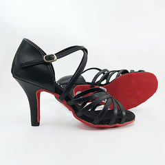 Women's Black Leatherette Customized Heel Latin Dance Shoes Ballroom Dance Shoes