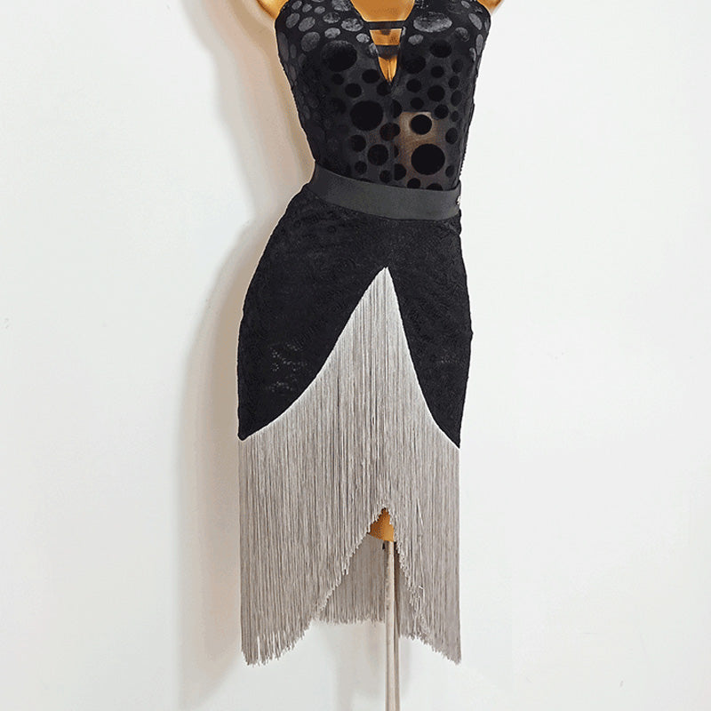 Women's Milk Silk Tassel Dance Srt Training Performance Dancewear