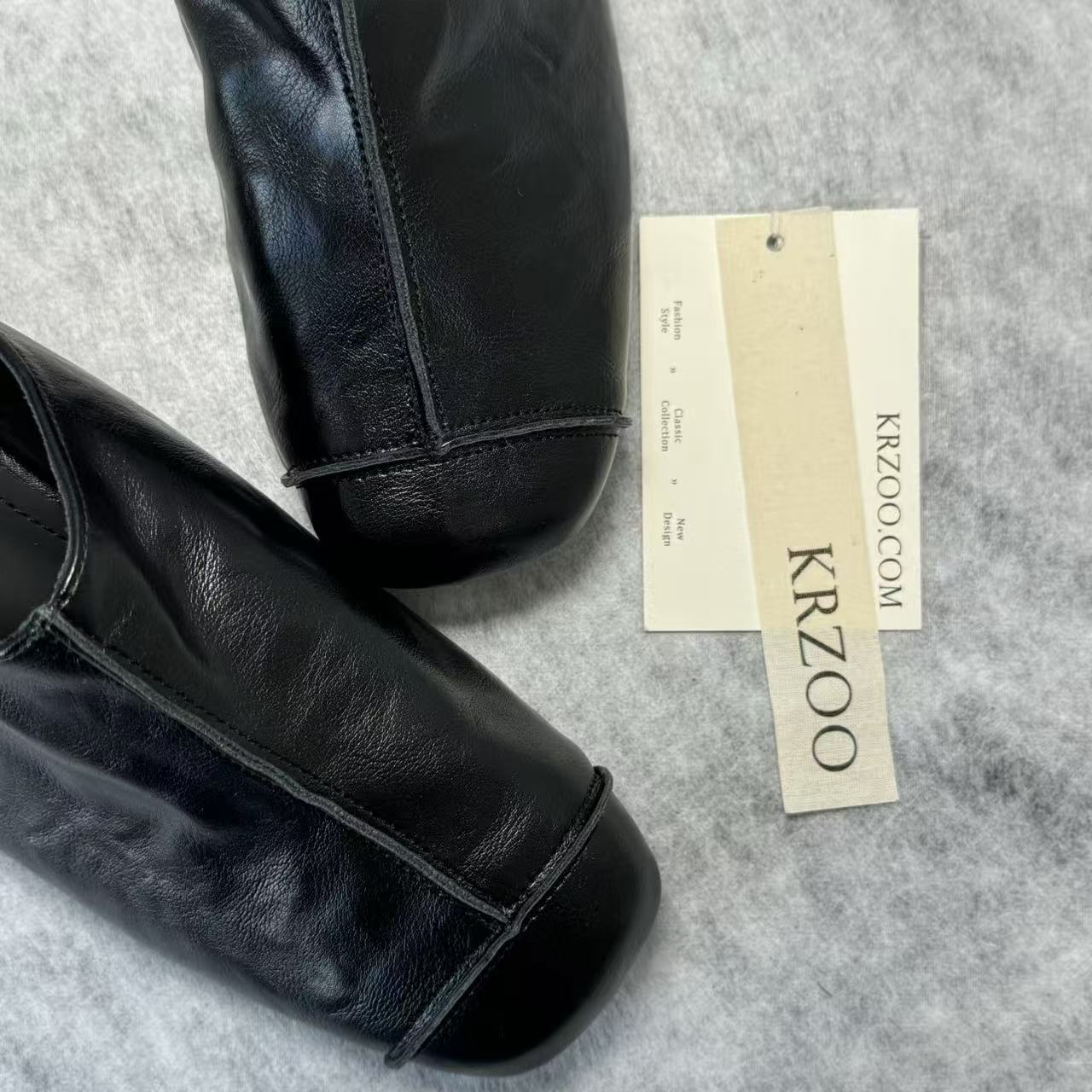 Leather-covered headless half-heeled slippers