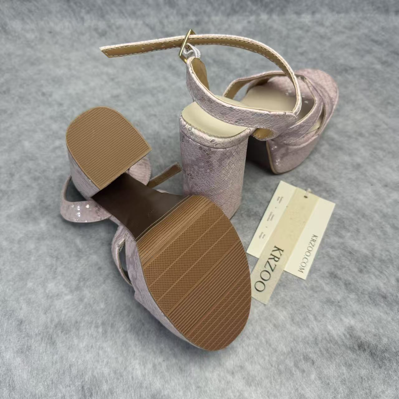 Waterproof platform snake-pattern high heel