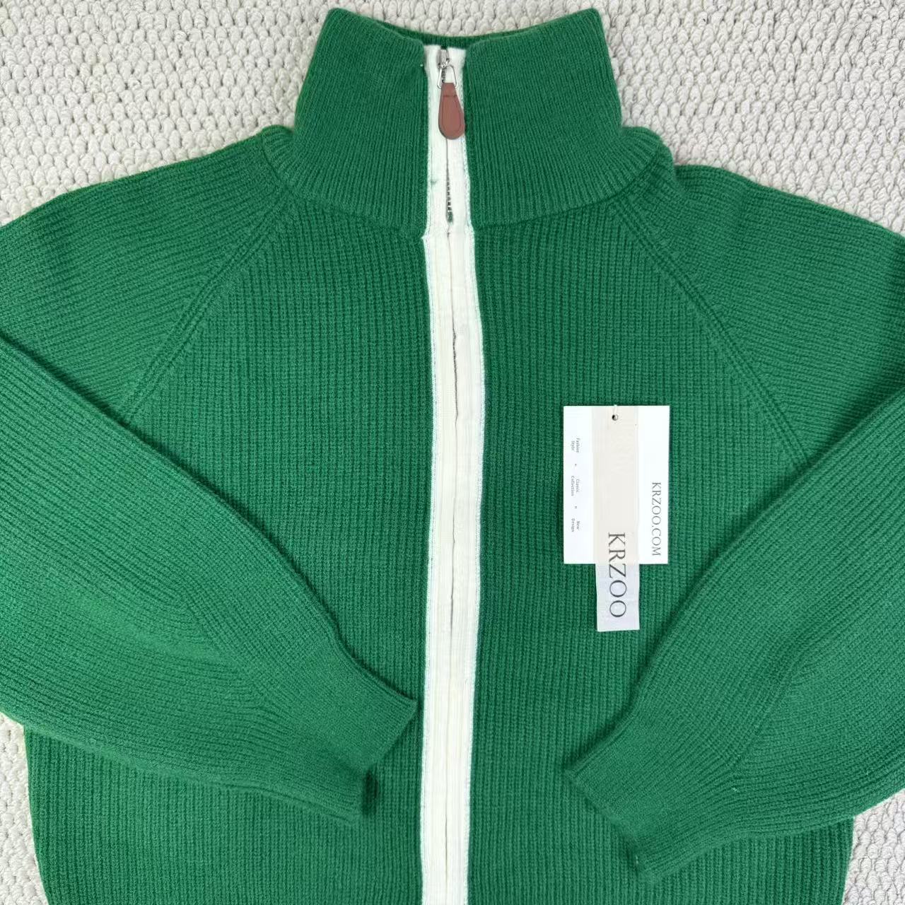 Retro V-neck Zip Knit Jacket