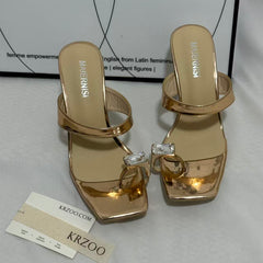 Transparent Rhinestone Wedge Heels