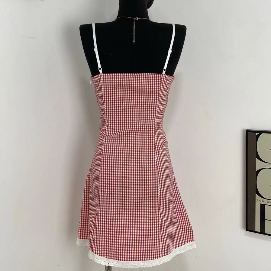 Sweet And Spicy Plaid Print Dress