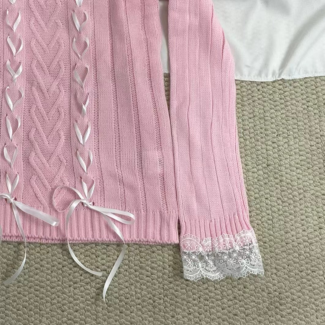 Lace-Trimmed Off-The-Shoulder Sweater