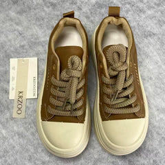 High-top thick-soled platform lace-up shoes