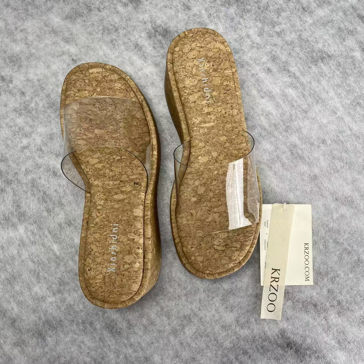 High-heeled wedge transparent flip-flops