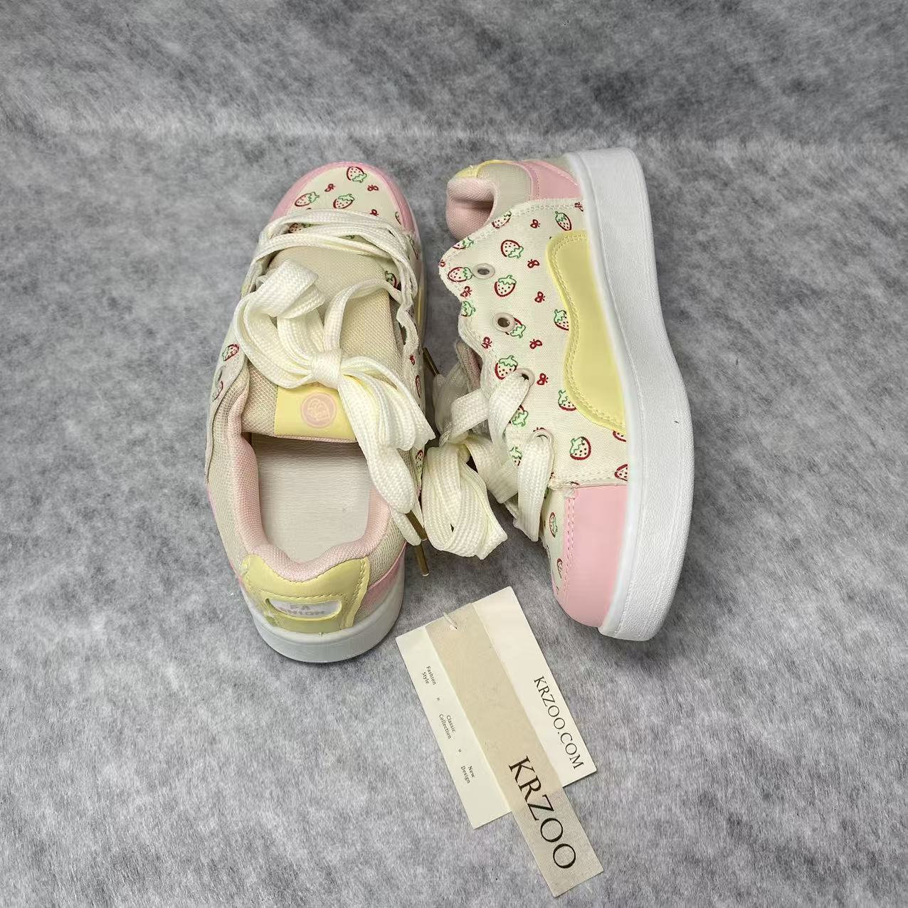 Multi-color strawberry printed loafers